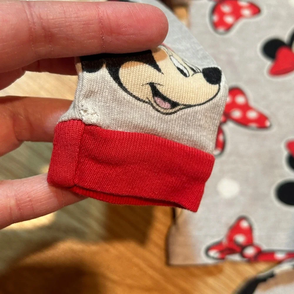 Disney Minnie Mouse Toddler Girls 2T‎ Pajama Set Gray Red Bows Polka Dot PJs